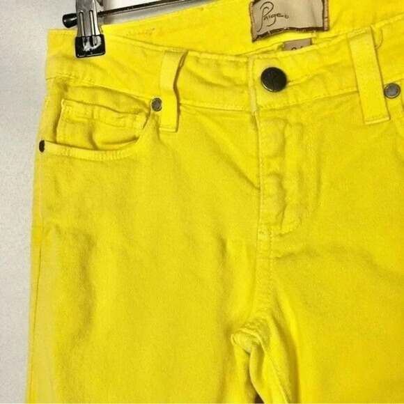 Paige Sun Beam Yellow Roxie Capri Low Rise Skinny Jeans 24 - Picture 3 of 4